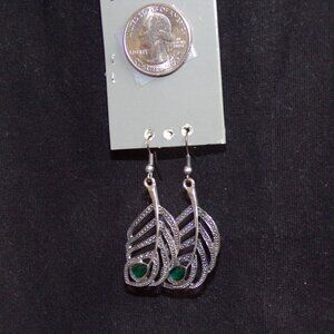 Vintage Earrings - pierced Peacock Feather